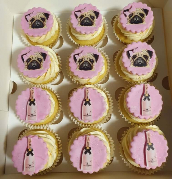 Pugs and Champagne Cupcakes